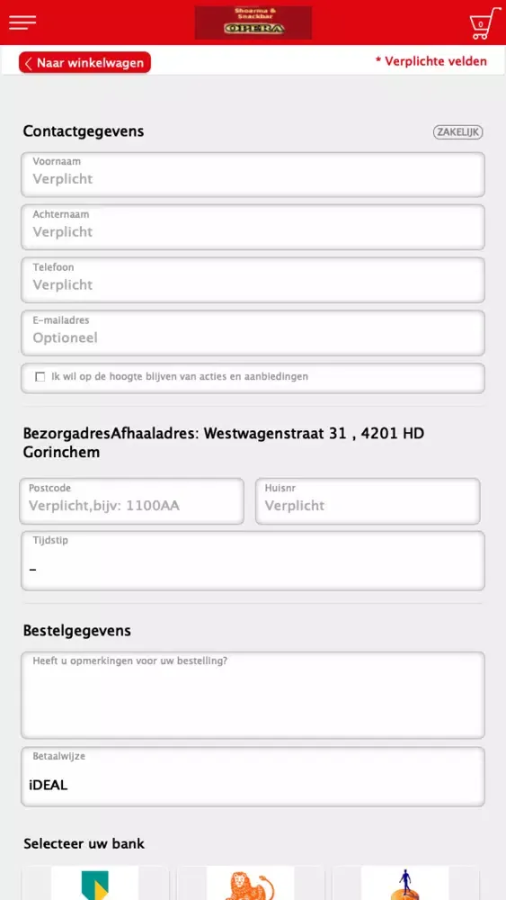 Capturas de tela do Opera Shoarma Gorinchem