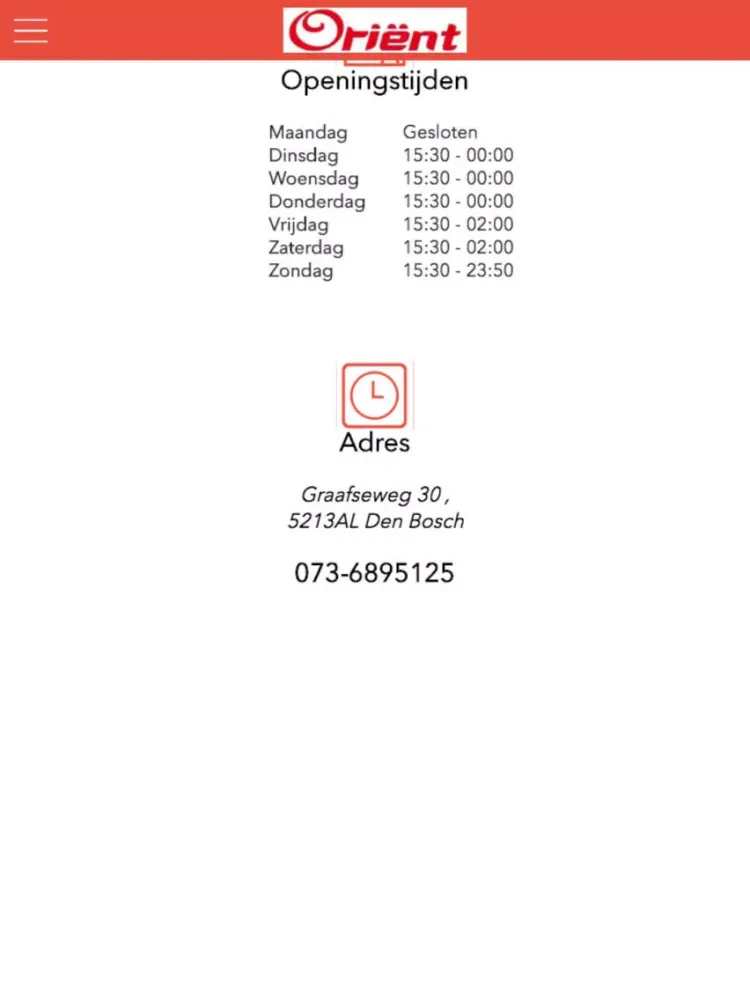 Restaurant Pizzeria Orient iPad 應用截圖