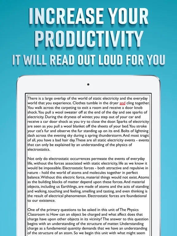 Zrzuty ekranu Text to Speech App iPad 