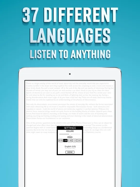 Zrzuty ekranu Text to Speech App iPad 