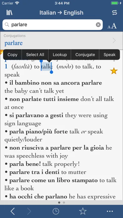 Capturas de tela do Collins Italian-English