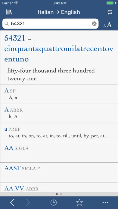 Capturas de tela do Collins Italian-English