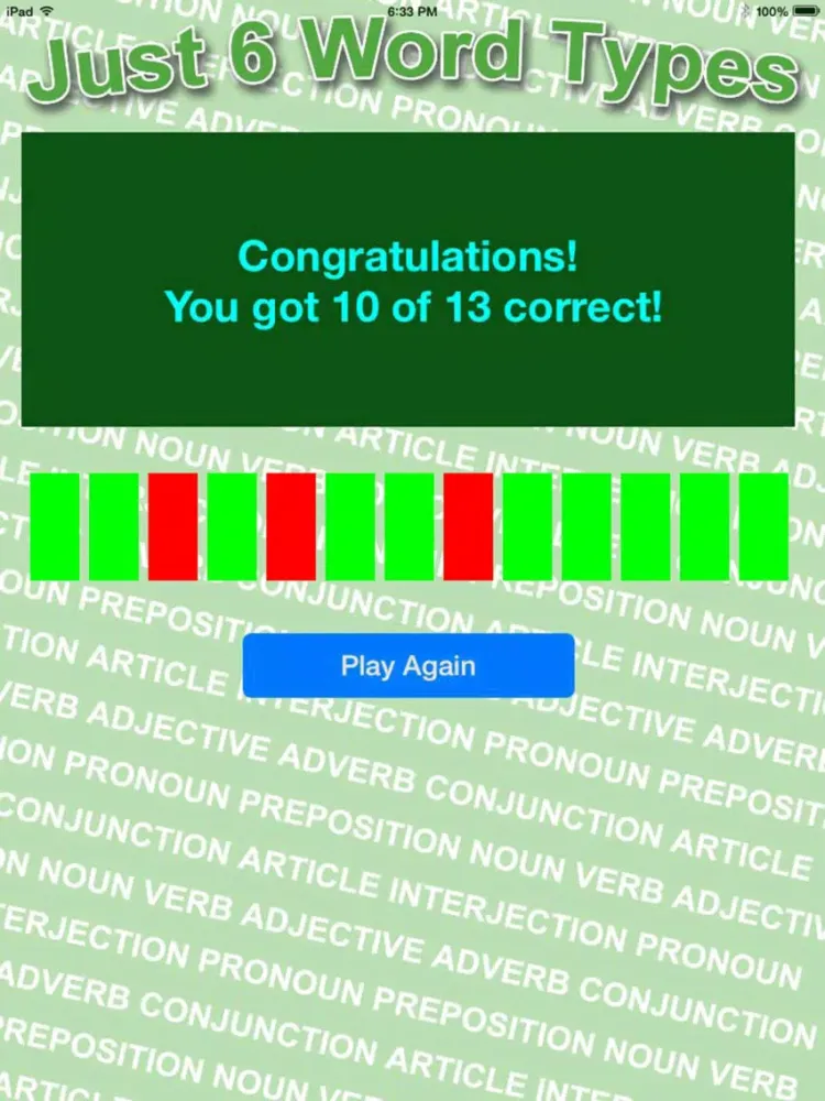 Tangkapan layar Just 6 Word Types iPad 