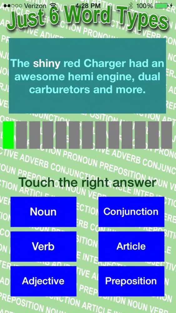 Tangkapan layar Just 6 Word Types