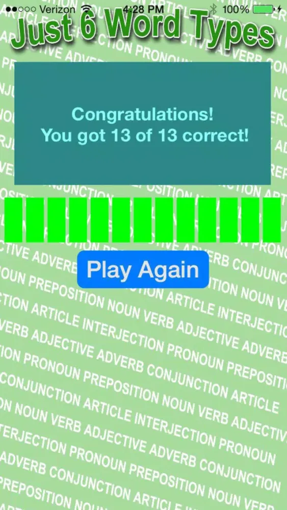 Tangkapan layar Just 6 Word Types