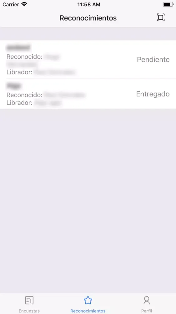 Screenshot di Encuestas de Salida