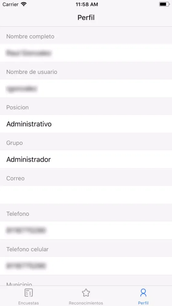 Screenshot di Encuestas de Salida