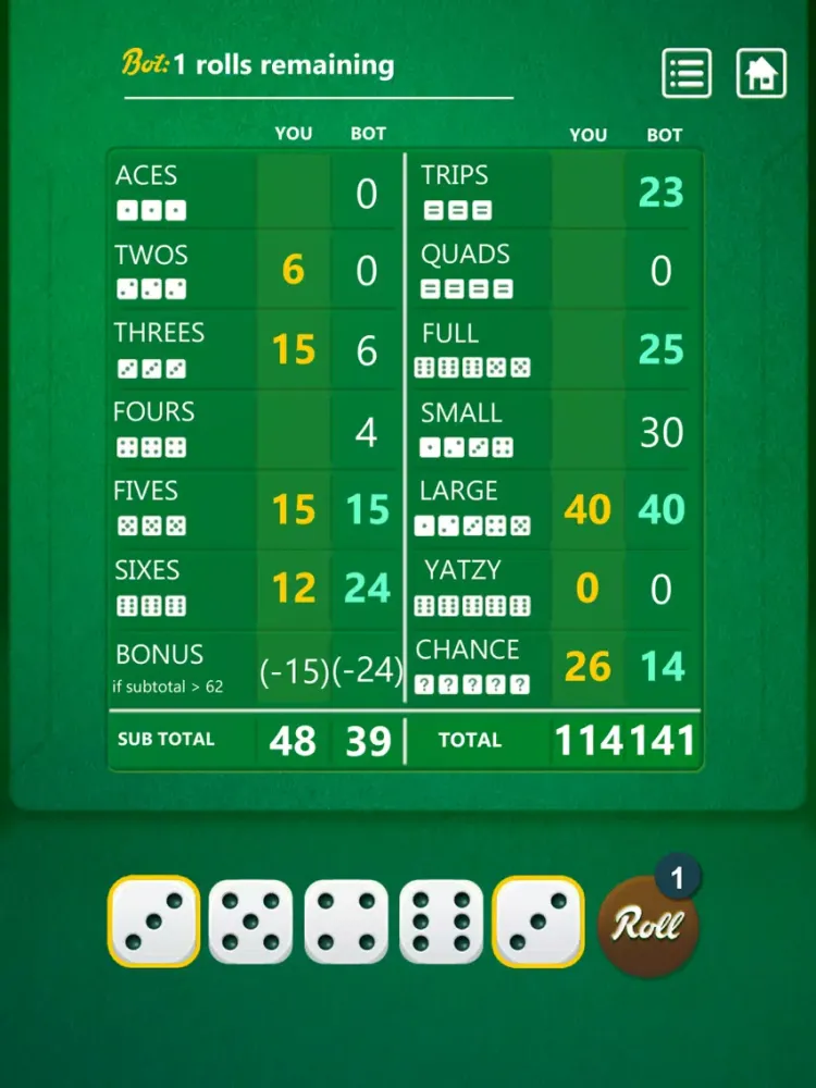 Tangkapan skrin Yatzy Dice Game iPad 