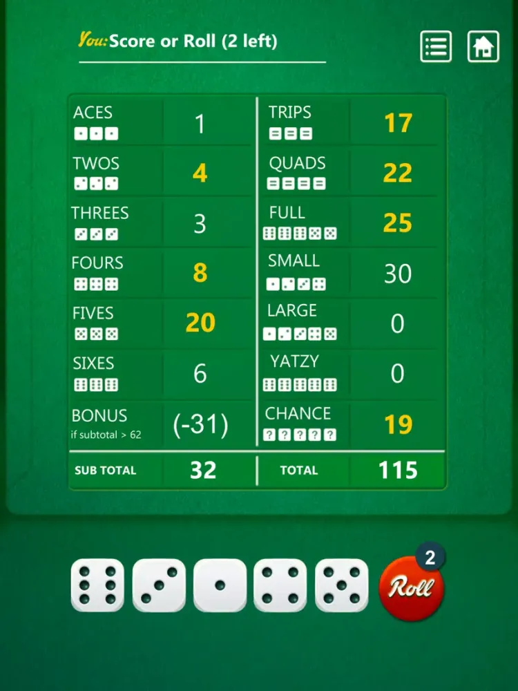Tangkapan skrin Yatzy Dice Game iPad 