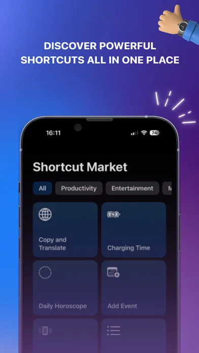 Captures d'écran de Shortcuts Automation Brevis