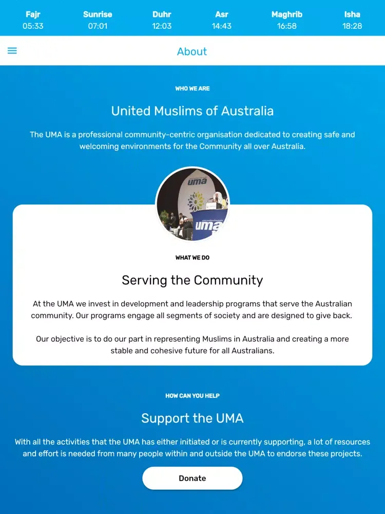 United Muslims of Australia iPad  스크린샷