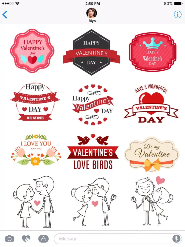 Valentines Day Stickers 2017 for iMessage iPad  스크린샷