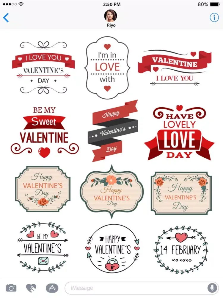 Valentines Day Stickers 2017 for iMessage iPad  스크린샷