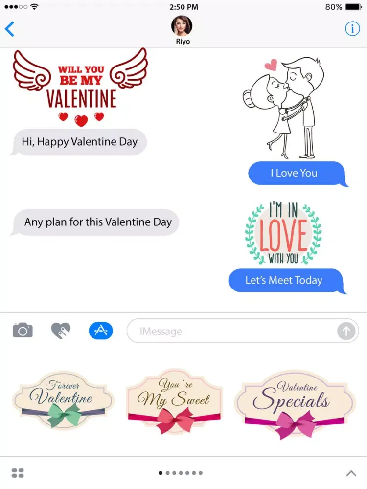 Valentines Day Stickers 2017 for iMessage iPad  스크린샷