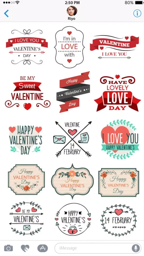 Valentines Day Stickers 2017 for iMessage 스크린샷