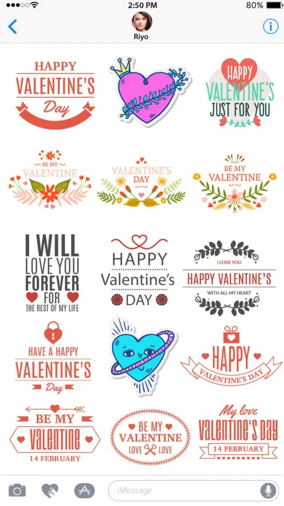 Valentines Day Stickers 2017 for iMessage 스크린샷