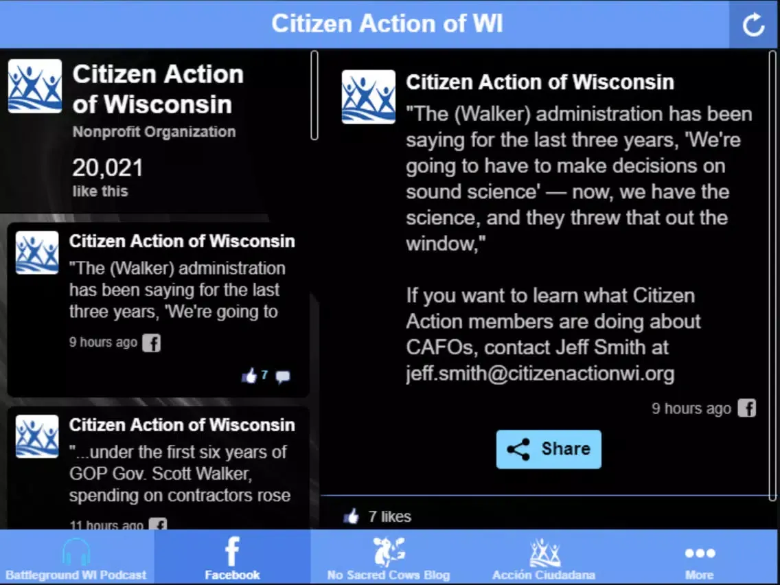 ภาพหน้าจอของ Citizen Action of Wisconsin iPad 