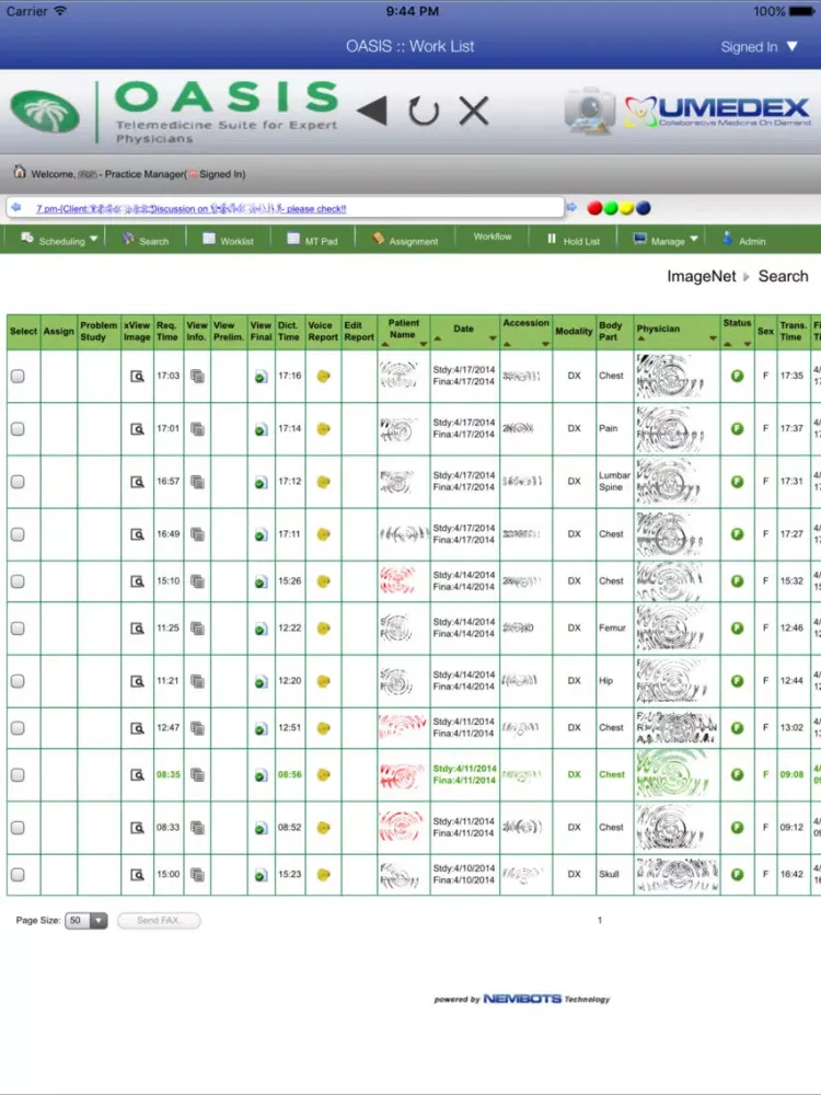 UMEDEX OASIS Telemedicine Suite iPad  স্ক্রিনশট