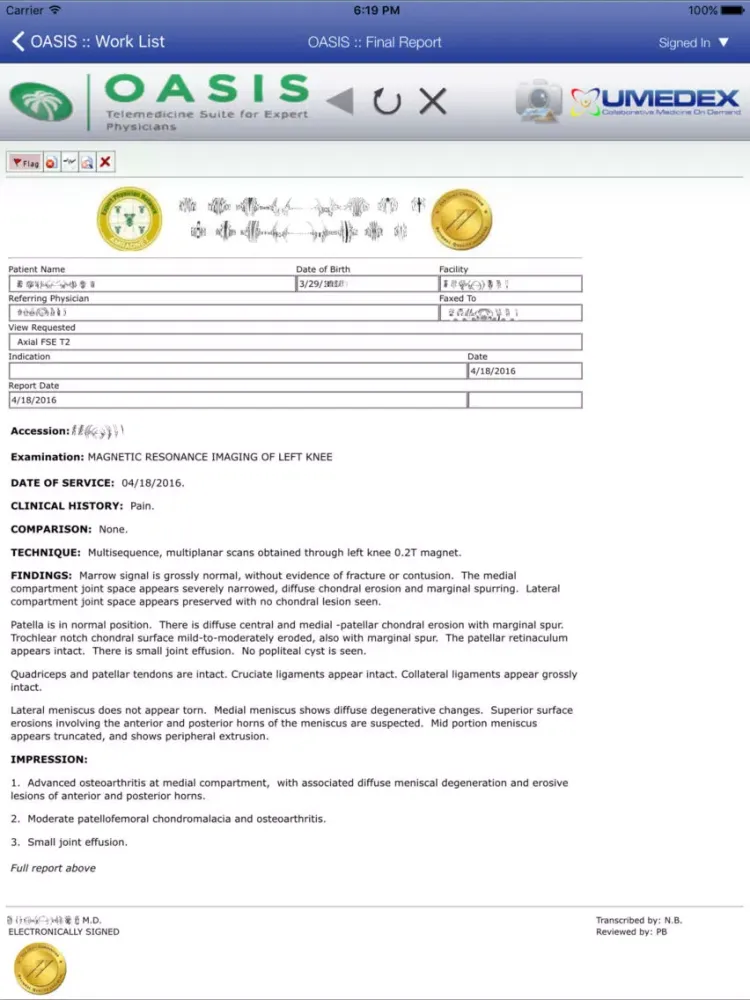 UMEDEX OASIS Telemedicine Suite iPad  স্ক্রিনশট