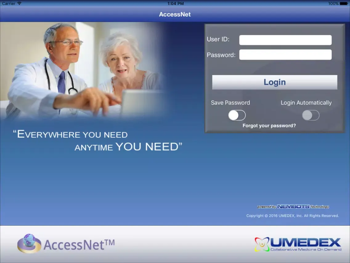 Captures d'écran de UMEDEX OMNI AccessNet iPad 
