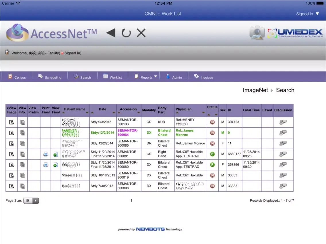 Captures d'écran de UMEDEX OMNI AccessNet iPad 