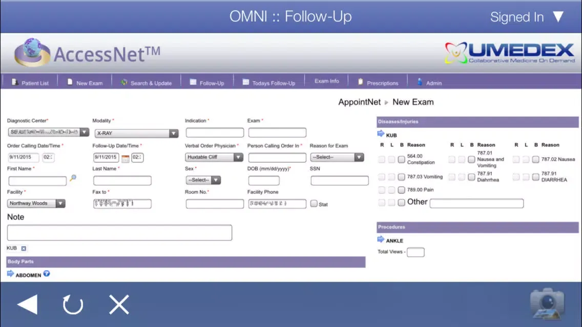 Captures d'écran de UMEDEX OMNI AccessNet