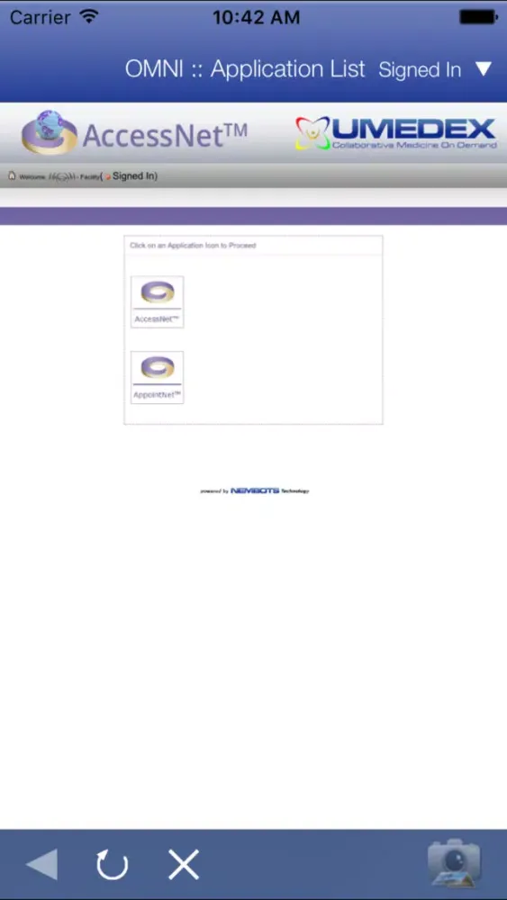 Captures d'écran de UMEDEX OMNI AccessNet