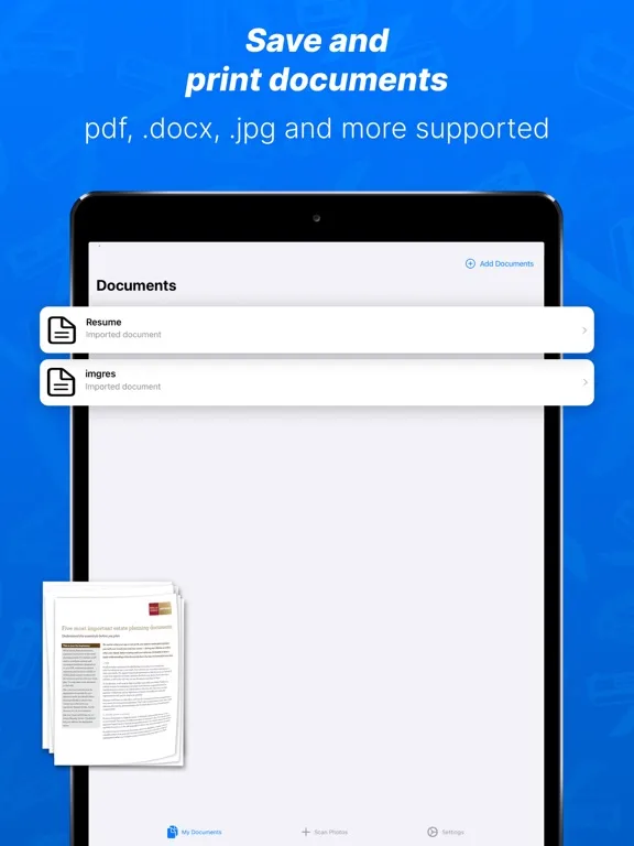 Tangkapan layar Print and Scan Documents iPad 