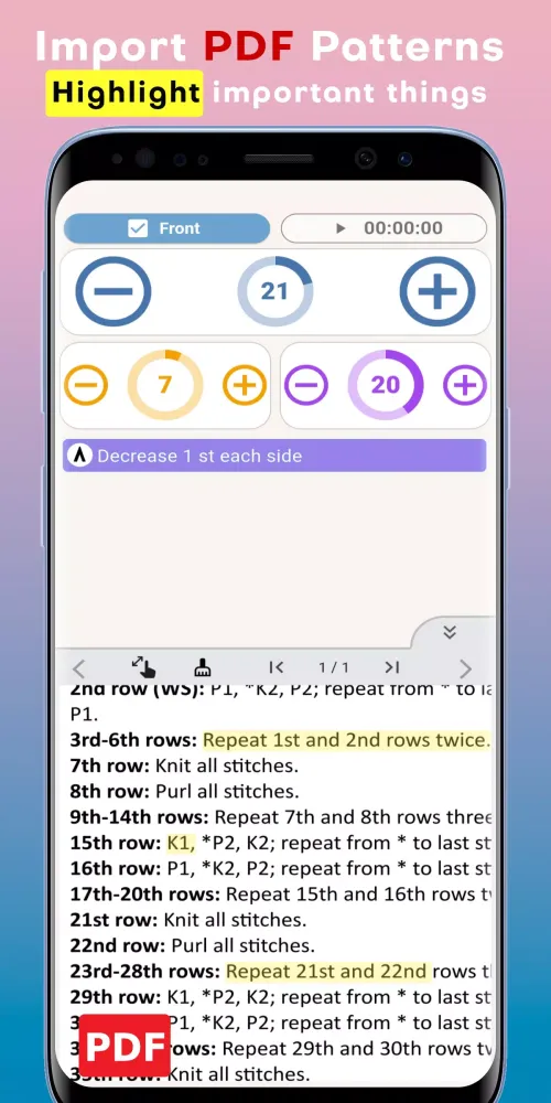 Capturas de tela do Knitting Row Counter