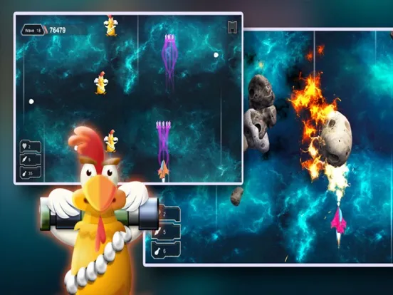 Chicken Attack Space: Ship Defense iPad  Ekran Görüntüleri