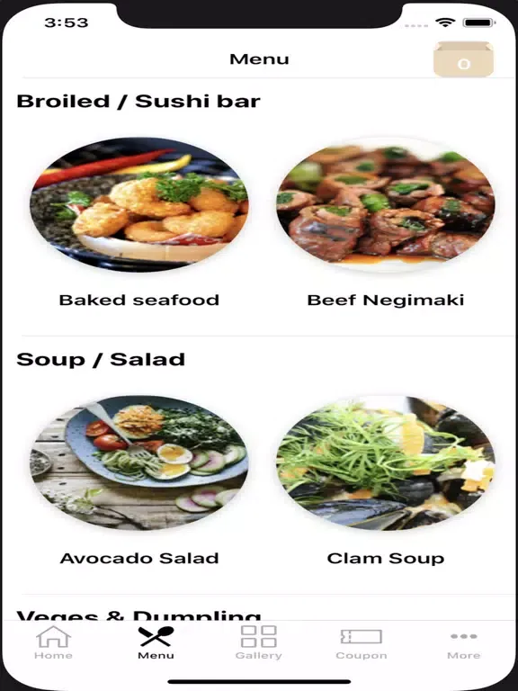 Ảnh chụp màn hình của Wasabi Cafe iPad 