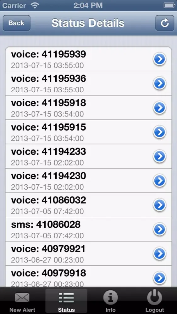 Capturas de tela do UMS Alert