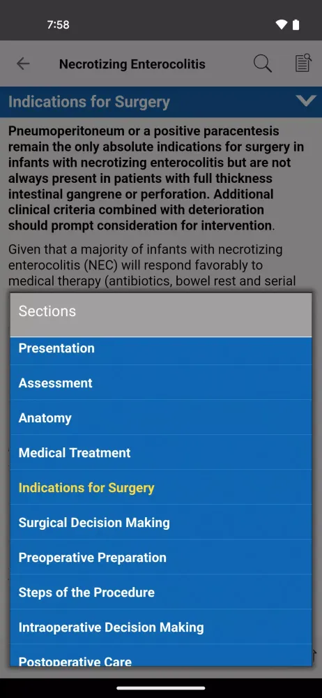 ภาพหน้าจอของ APSA Pediatric Surgery Library