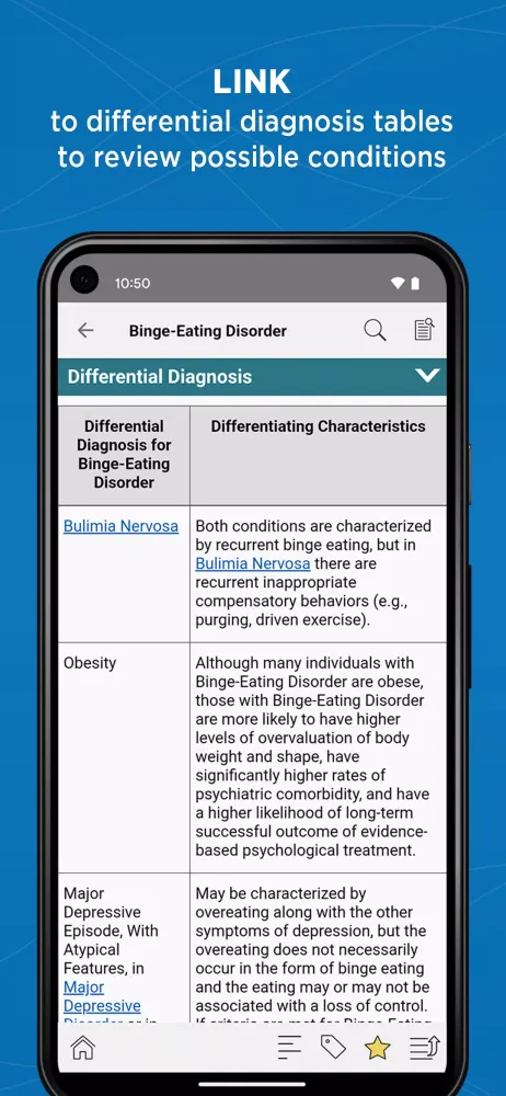 Captures d'écran de DSM-5-TR Differential Dx