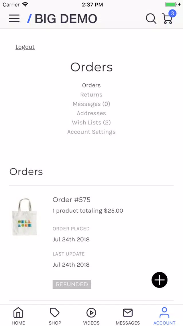 Tangkapan layar BigDemo App