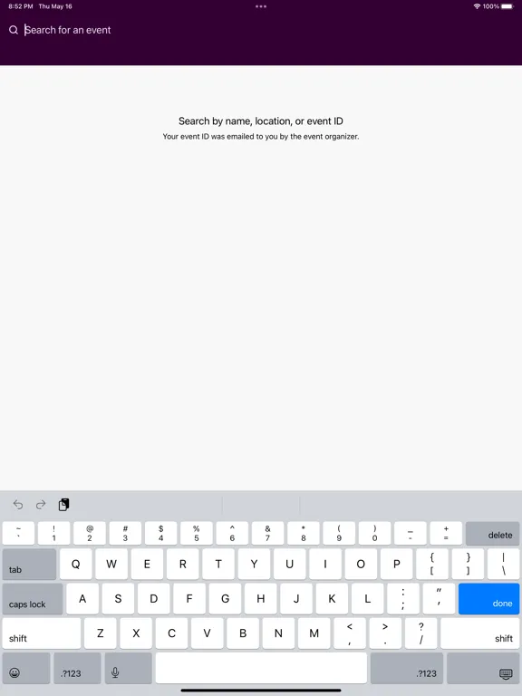 Tangkapan layar UnboundEd Event Hub iPad 
