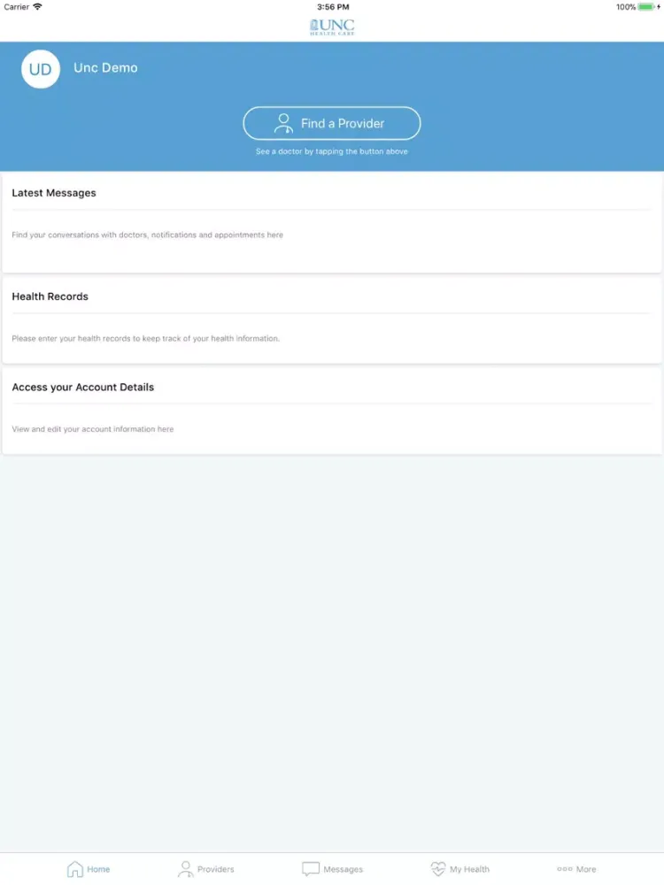 ภาพหน้าจอของ UNC Urgent Care 24/7 iPad 