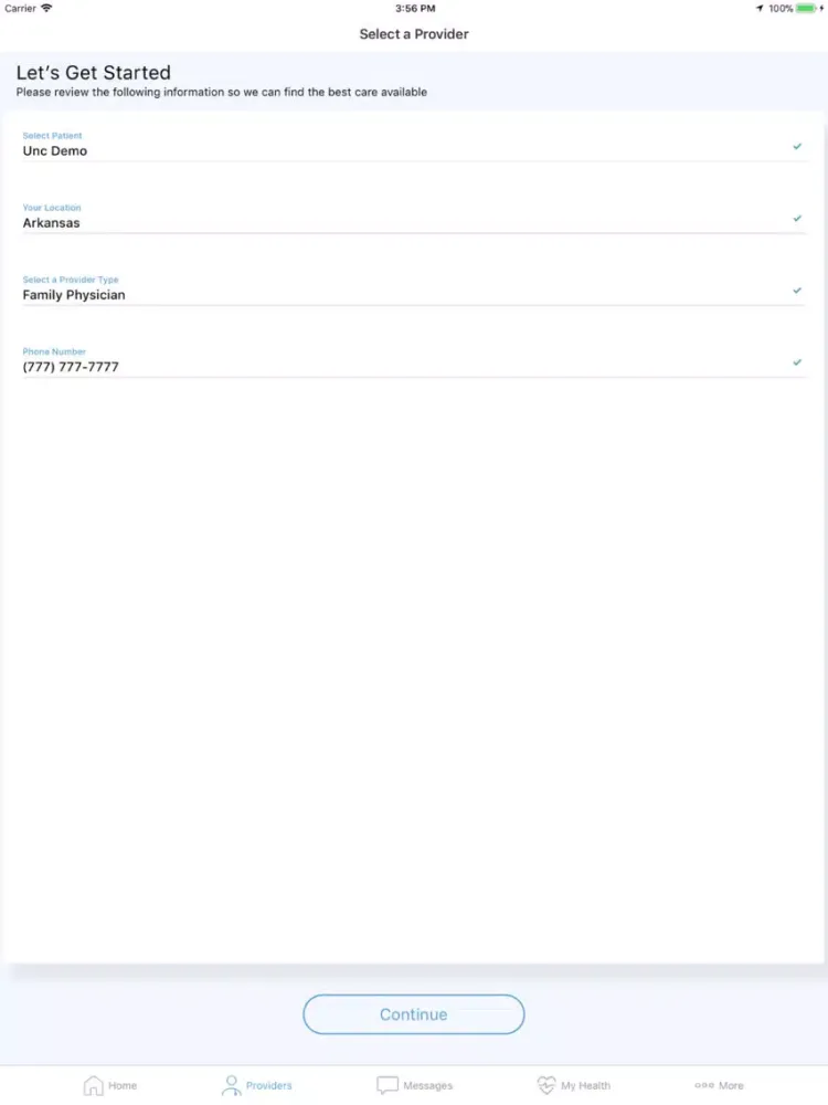 ภาพหน้าจอของ UNC Urgent Care 24/7 iPad 