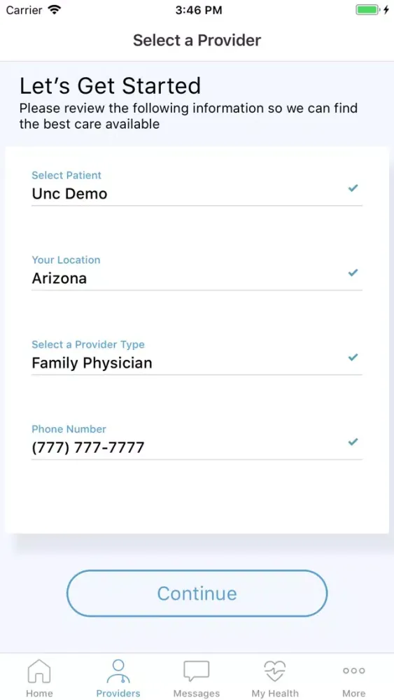 ภาพหน้าจอของ UNC Urgent Care 24/7