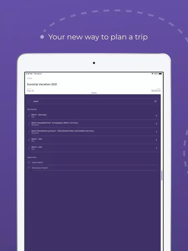 Ảnh chụp màn hình của Neotrip - Itinerary Planner iPad 