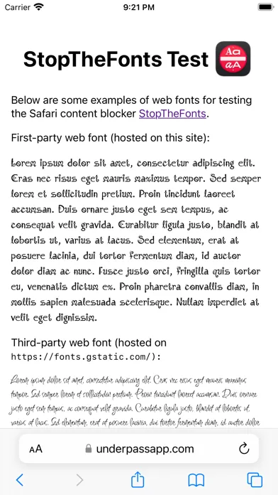 Capturas de pantalla de StopTheFonts