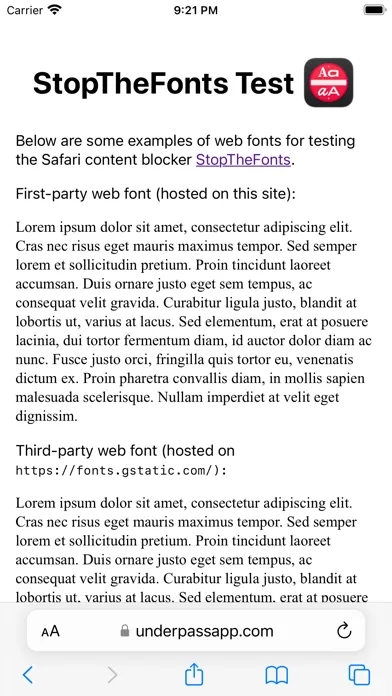 Capturas de pantalla de StopTheFonts