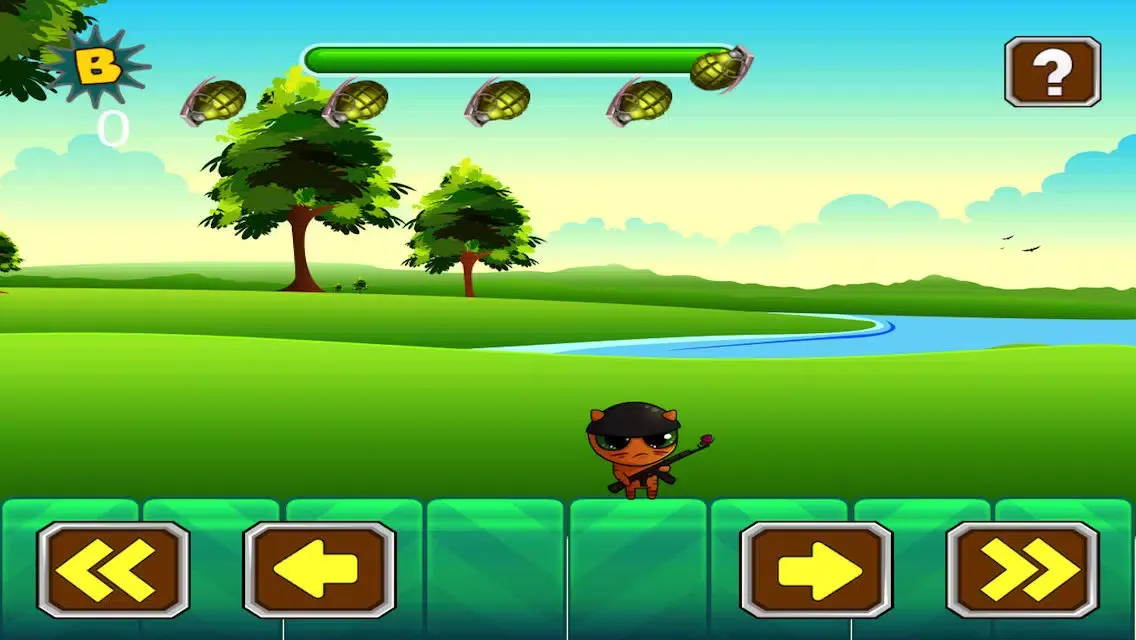 Tangkapan layar Commando Cat: Avoid the Bombs!