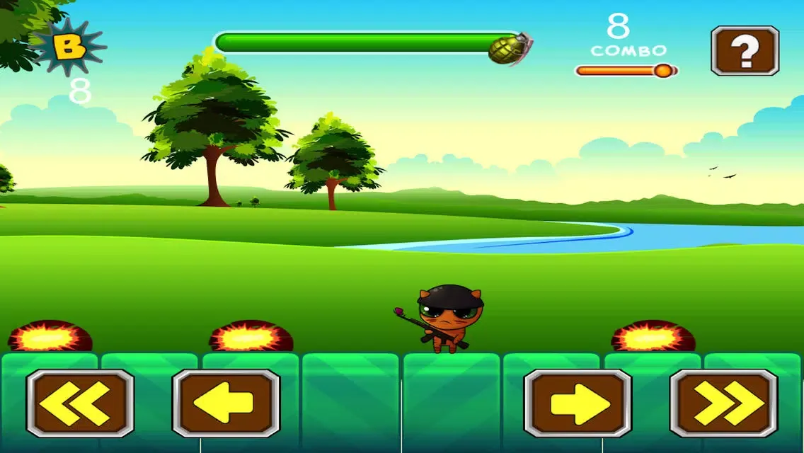 Tangkapan layar Commando Cat: Avoid the Bombs!