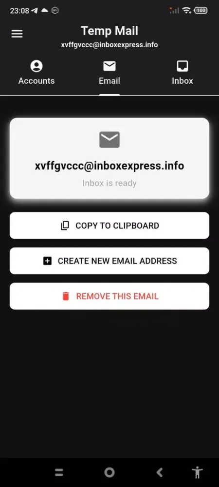 Temp Mail Screenshots