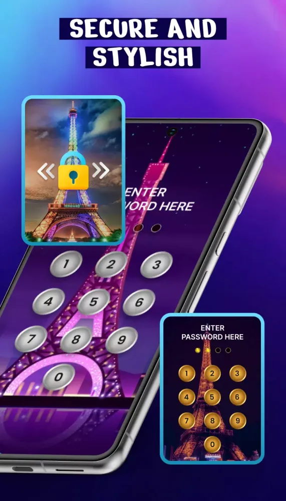 Pin Lock Screen- Eiffel Tower Screenshots