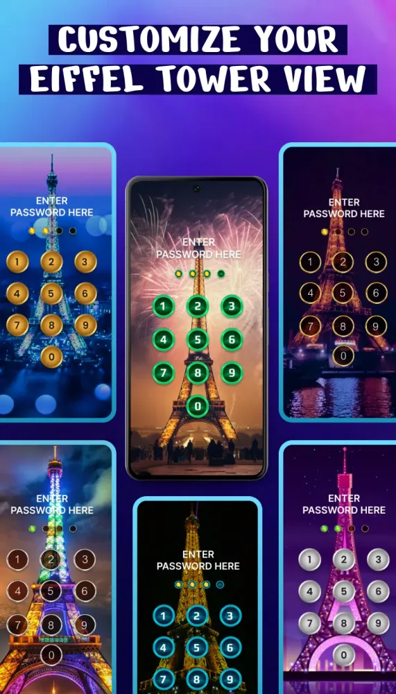 Pin Lock Screen- Eiffel Tower Screenshots
