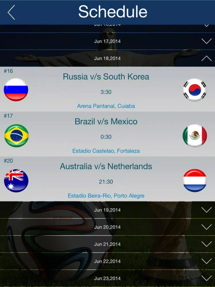 ภาพหน้าจอของ Soccer- Soccer Countdown + Schedule + Venues iPad 