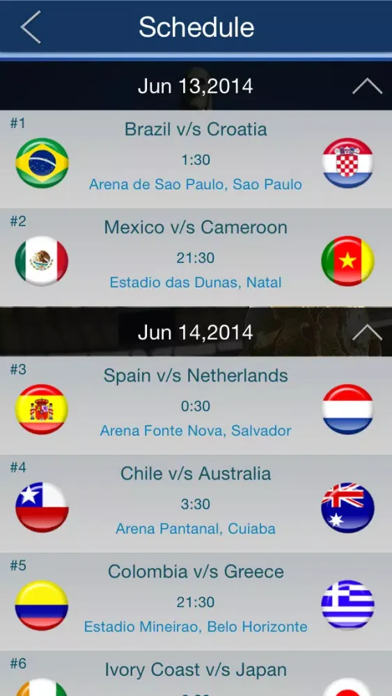 ภาพหน้าจอของ Soccer- Soccer Countdown + Schedule + Venues