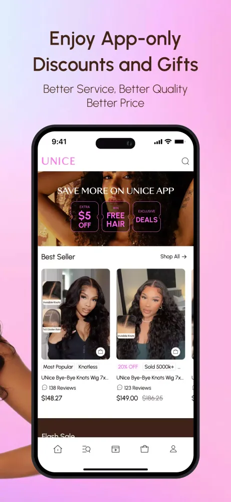Capturas de pantalla de UNice: Wigs & Hair Bundles